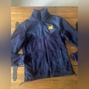 Michigan Wolverines Jacket Womens Sz S Small Blue Columbia NCAA Full Zip Fleece